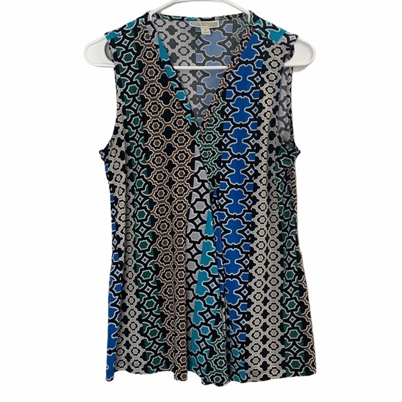 Dana Buchman Sleeveless Bright Geometric Blouse - Picture 1 of 10